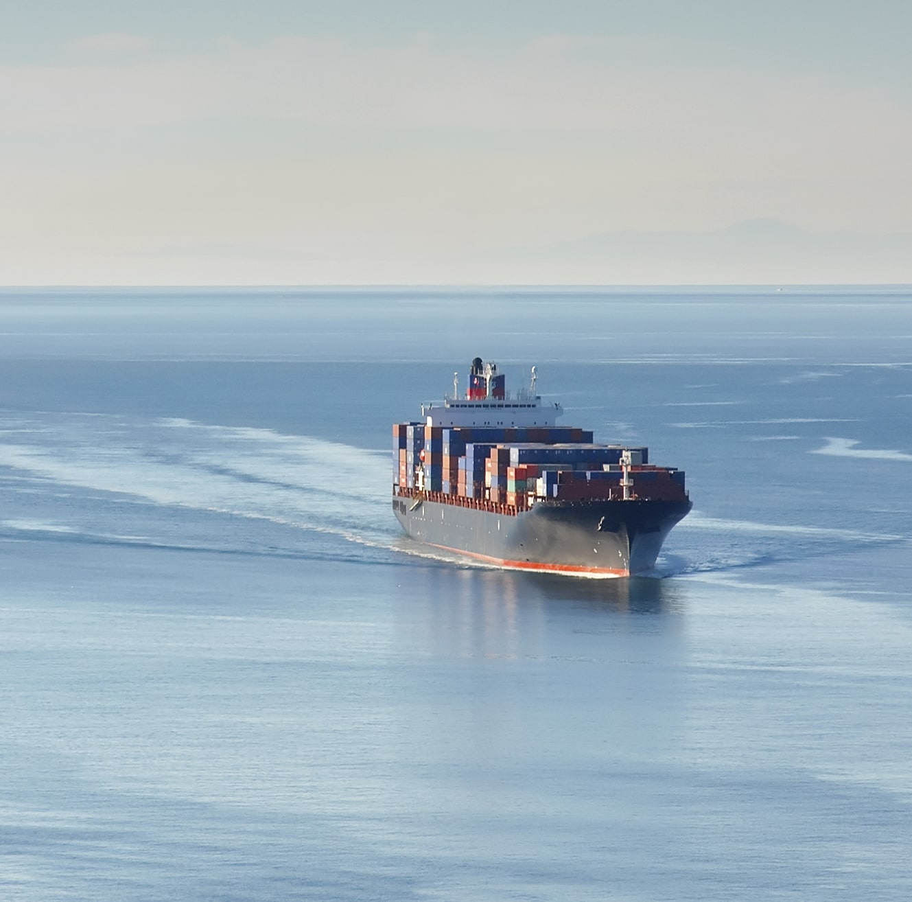 A large ship at sea.